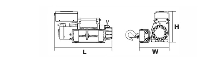 DW-5000S越野車用電動絞盤結(jié)構(gòu)尺寸圖片