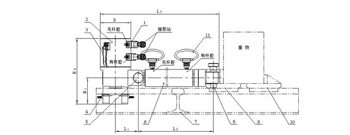 LHT30-600推移千斤頂結(jié)構(gòu)尺寸圖片