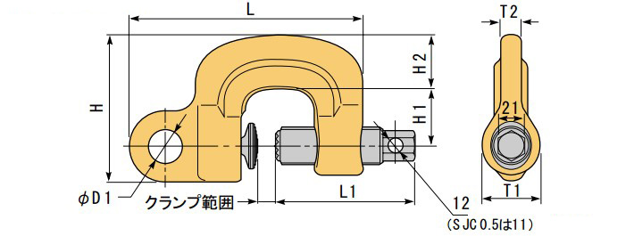 世霸SJC螺旋式鎖緊吊夾具結(jié)構(gòu)尺寸圖片