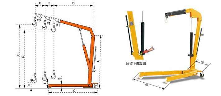 折疊式液壓小吊車結(jié)構(gòu)尺寸圖片