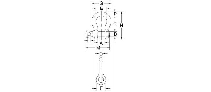 美國(guó)Crosby弓形卸扣G-209結(jié)構(gòu)尺寸圖片