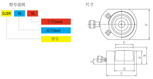 DJSR超薄型液壓千斤頂尺寸圖