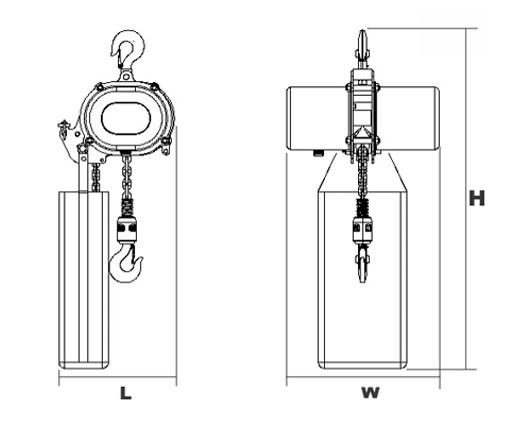 DU-905環(huán)鏈電動(dòng)葫蘆尺寸圖