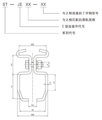 E型滑軌連接件尺寸圖